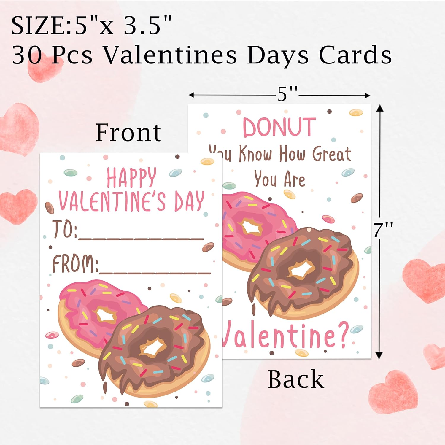Donut Themed Valentines Day Exchange Cards,30Pcs Boys Girls Valentines Day Cards,Valentines Day Exchange Gifts,Boys Girls Valentines Day Party Favors For Boys Girls Classroom School,L2