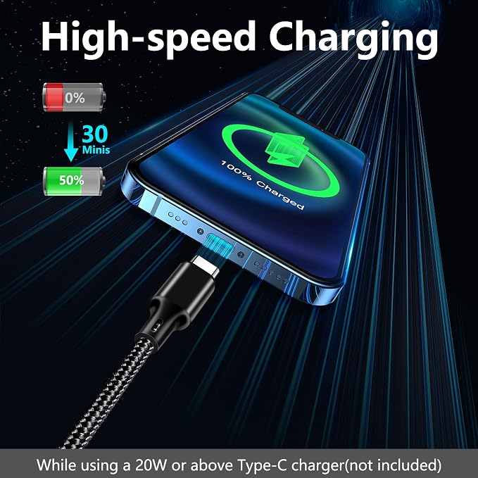 5 Pack USB C Charging Cable 3FT 3FT 6FT 6FT 10FT Fast Charging Cord for iPhone Samsung