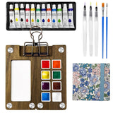 Mini Watercolor Paint Set, Travel Paint Kit, Pocket Watercolor Set With Paint, Brush, Sketchbook & Copper Clip For Beginners, Artists & Painting Lovers