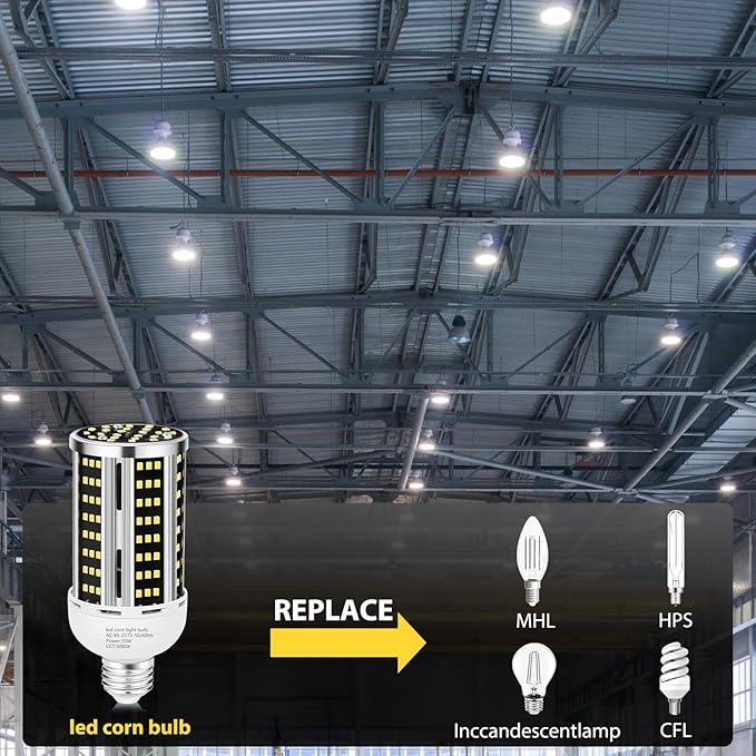 6 Pack 35W LED Corn Light Bulbs 300W Equivalent 5000K Daylight 5000 Lumens E26 E39 Base