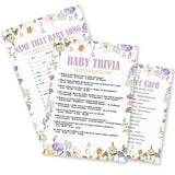 Flowers Baby Shower Games - Name That Baby Song & Trivia - 30 Can Be Used On Both Sides Game Cards & 1 Answer Card For Boys & Girls-Gender Reveal Activity, Party Favors & Decorations - B02