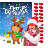 Pin The Nose On The Reindeer Christmas Party Games For Kids Xmas Activities Holiday Party Game With 24Pcs Nose Stickers Pin The Tail Christmas Party Favors Supplies For Adults