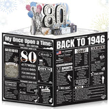 Cool 80Th Birthday Card Gifts For Men Women, Large 3D Pop-Up 80 Year Old Bday Card For Him Her, Best Happy Turning 80 Birthday Gift Ideas For Dad Husband, Back In 1946 80Th Birthday Decorations, Black