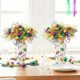 6 Pcs Mardi Gras Flowers 13 Inch Mardi Gras Picks Purple Green Gold Floral Glitter Ball Picks And Sprays For Carnival Tree Topper Wreath Carnival Party Diy Vase Bouquet Home Table Decor