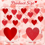 Glitter Red Hanging Heart Swirls Decorations, 40Pcs Valentine'S Day Love Heart Streamers Ceiling Hanging Swirls For Romantic Galentines Anniversary Party Supplies