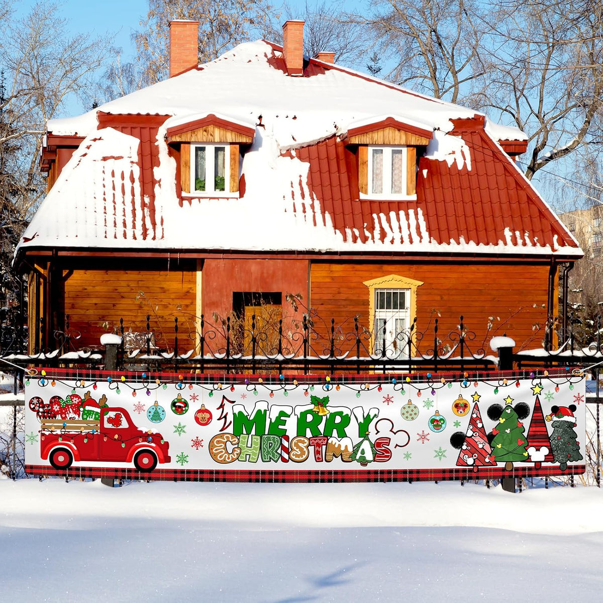 Mouse Christmas Decoration, Merry Christmas Supplies Mouse Theme Yard Sign Banner For Winter 2023 Xmas Holiday Car Tree