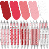 60Pcs Valentine'S Day Stationery Set Pink Red White Heart Sticky Note Pads With Love Heart Ballpoint Writing Pens For Home Office Classroom Party Favors Supplies