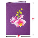 Happy Mothers Day Card, Mother'S Day Pop Up Card, 3D Orchids, For Mom, Wife, Grandma - 5" X 7" Cover - Includes Envelope And Note Tag
