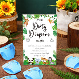 51 Pcs Dirty Diaper Wooden Game Sign Baby Shower Game Sign Dirty Diaper Instruction Sign 50 Pcs Mini Diapers Cute Felt Diaper For Game Gender Neutral Party Baby Shower Game (Animal)