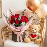 14Pcs Red Roses Artificial Flowers, Fake Red Roses Bouquet With Long Stems For Romantic Valentine'S Day, Anniversary, Wedding & Home Decoration