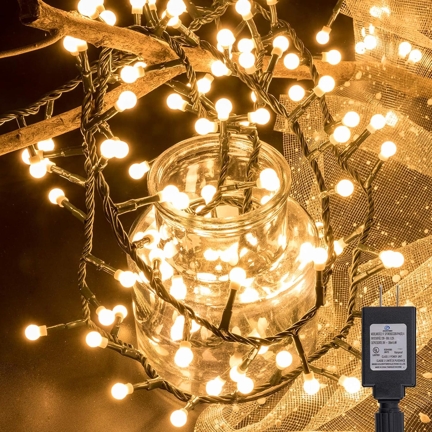 500 Led 49Ft Christmas Cluster Lights Christmas String Lights Plug In 8 Modes Extendable For Xmas Home Garden Wedding Pa
