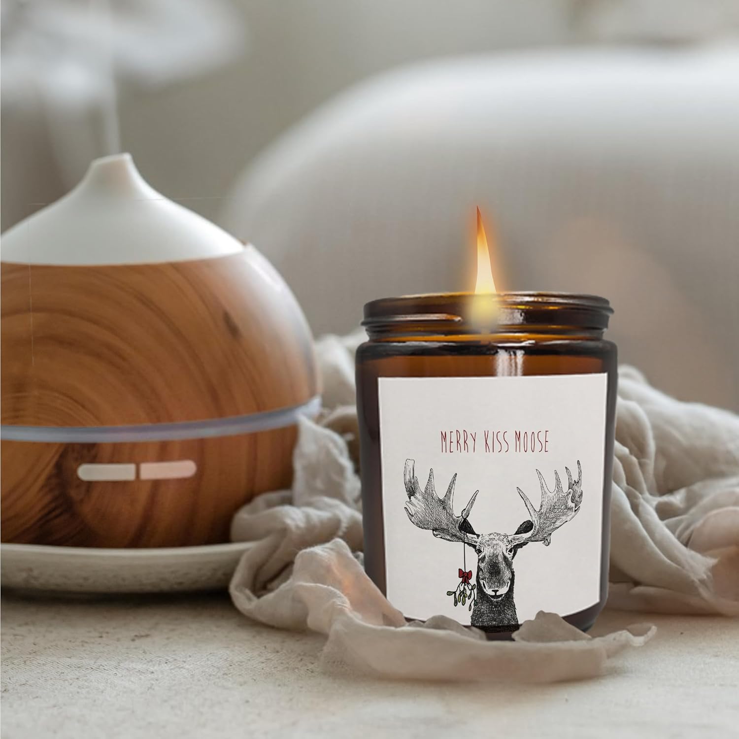 Moose Christmas Candles Scented, Merry Christmas Small Candles Gifts For Women