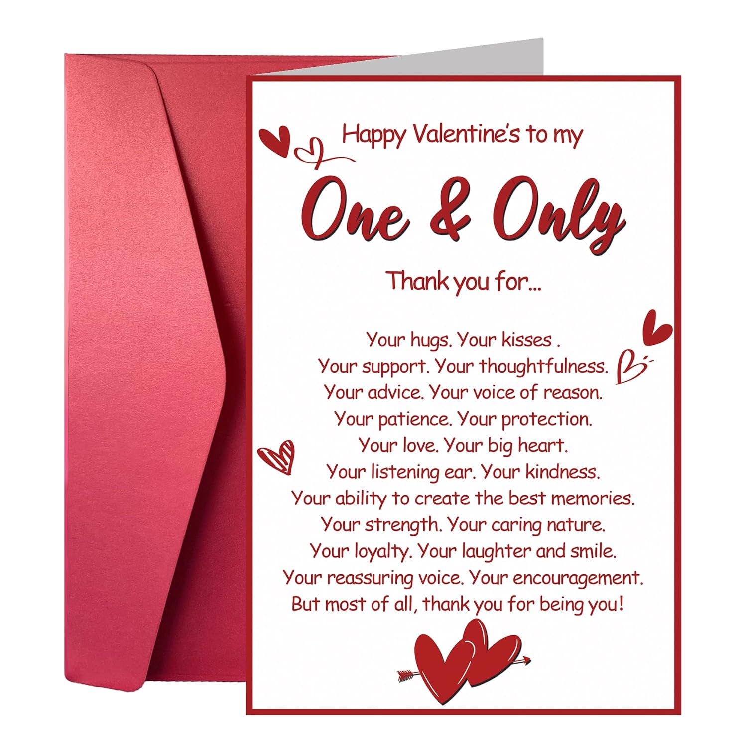 Valentines Day Card For Him Her, Happy Valentines Day Card For Husband Wife, Happy Valentine'S To My One And Only Thank You For...