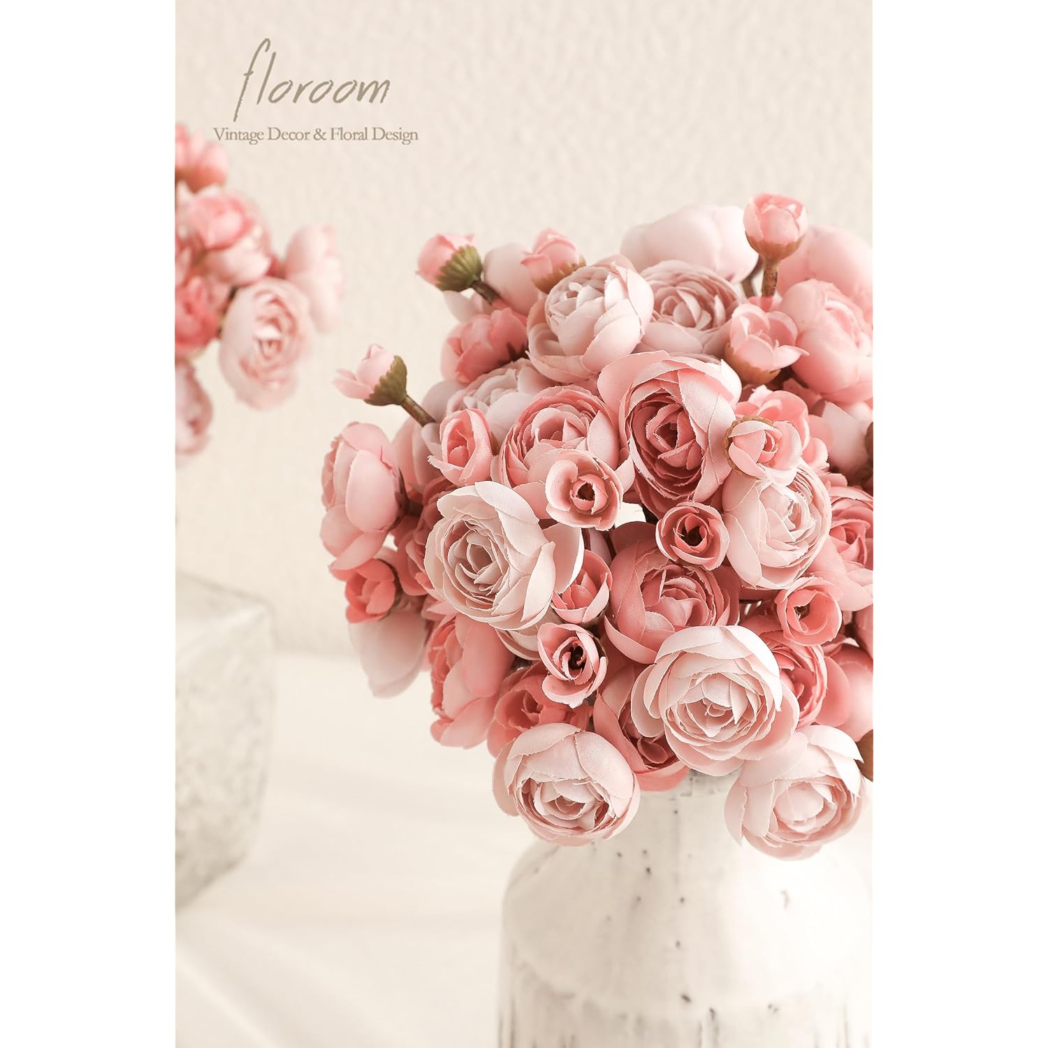 Ranunculus Artificial Flowers 18 Pcs Dusty Rose Faux Silk Mini Ranunculus Bulk Fake Wedding Filler Flowers For Diy Bouquets, Centerpieces, Bridal Shower Decorations & Arrangements