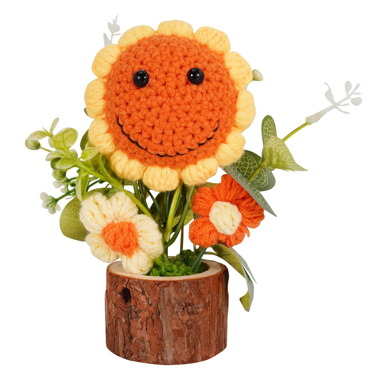 Crochet Sunflower Appreciation Gift Ideas: Emotional Support Artificial Flowers Home Decoration Office Window Decor Handmade Birthday Gifts For Women Teachers