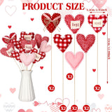 12 Pcs Valentine'S Day Heart Picks 13 Inch 3D Fabric Heart Picks Decorations For Valentine'S Day Vase Holiday Wedding Home Decoration