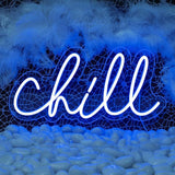 Chill Neon Sign Blue LED Wall Light 14 x 7 Inch USB Powered for Bedroom Bar Game Room Decor