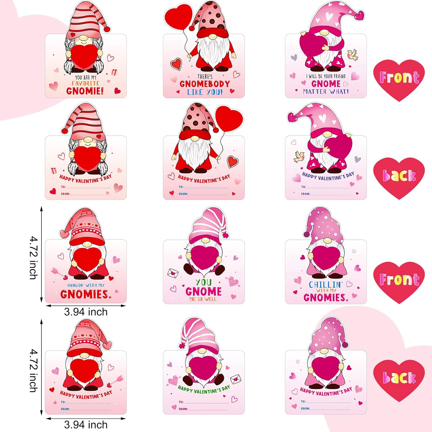 30 Sets Valentine Cards With Erasers For Classroom Gnome Pink Red To From Greeting Cards Bulk With Heart Erasers For Valentines School Love Gifts Exchange Party Favors Students Prizes