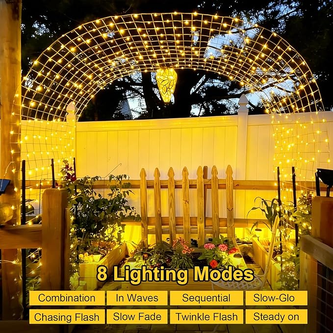 4 Pack Solar Fairy String Lights 33FT 100 LED Warm White Outdoor Waterproof Twinkle Lights with 8 Lighting Modes Silver Wire Decorative Lights for Garden Patio Holiday Decor