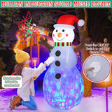 7Ft Christmas Inflatable Snowman Decoration With Built In Music, Christmas Inflatables Blowup With Projector Led Lights,