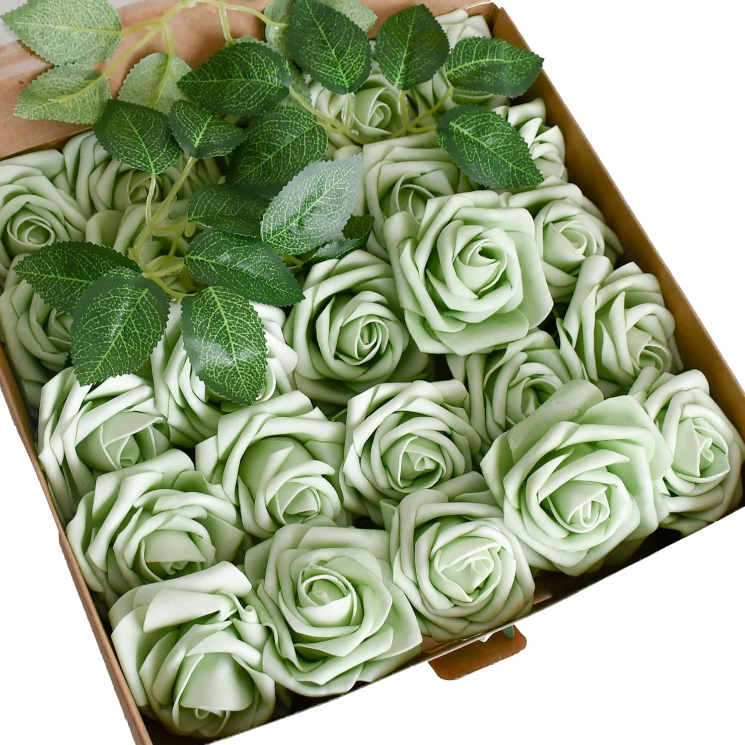 25Pcs Green Pe Foam Roses In Elegant Gift Packaging For Thanksgiving And Christmas – Artificial Rose Heads For Wedding Centerpieces, Bouquets, Diy Floral Crafts, Bridesmaid Gifts