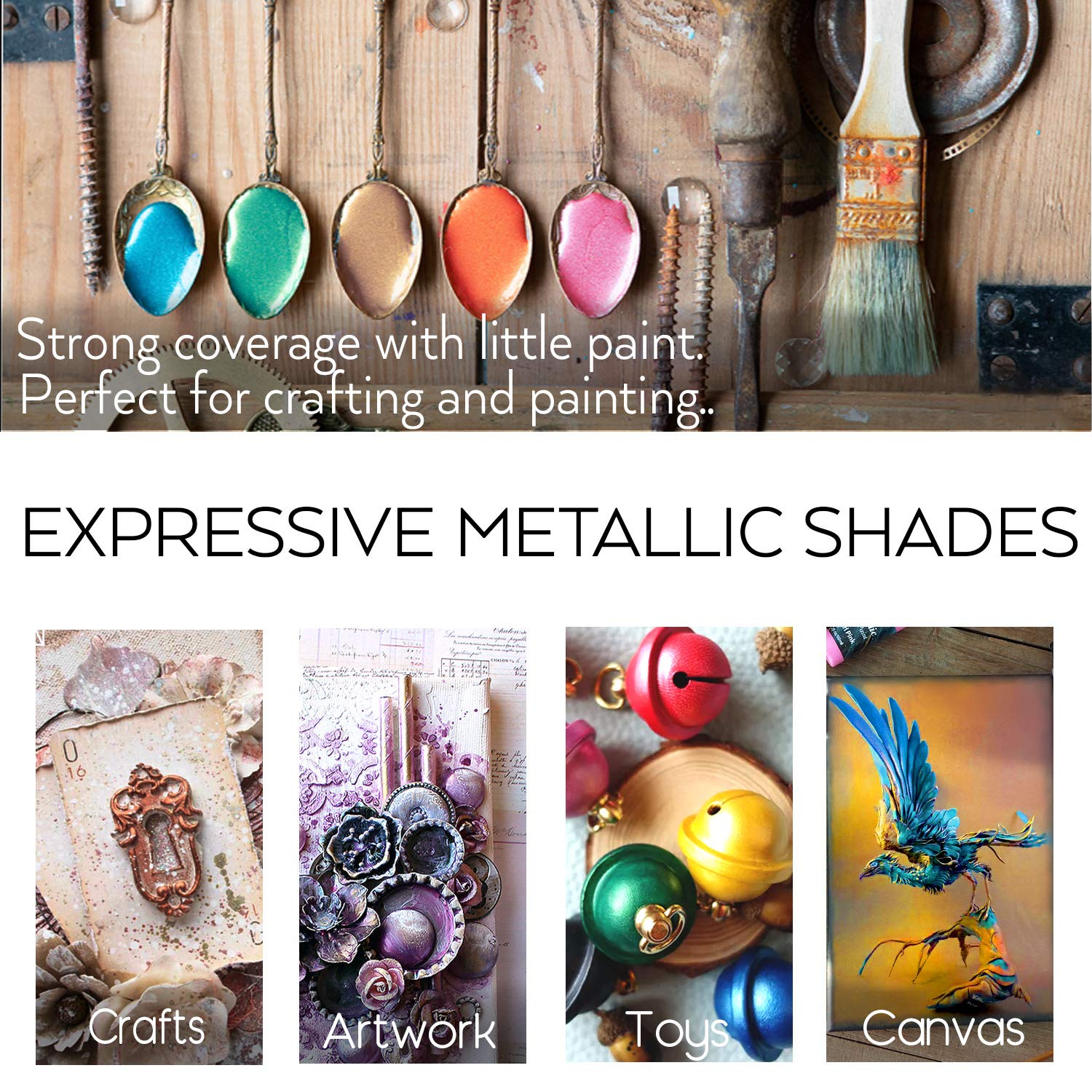 Metallic Acrylic Paint Set Of Premium 24 Colors With 12 Brushes?Professional Grade Metallic Paints With Bottles (2Fl Oz 60Ml), Rich Pigments Of Non Fading And Toxic Paints For Artist Hobby Painters