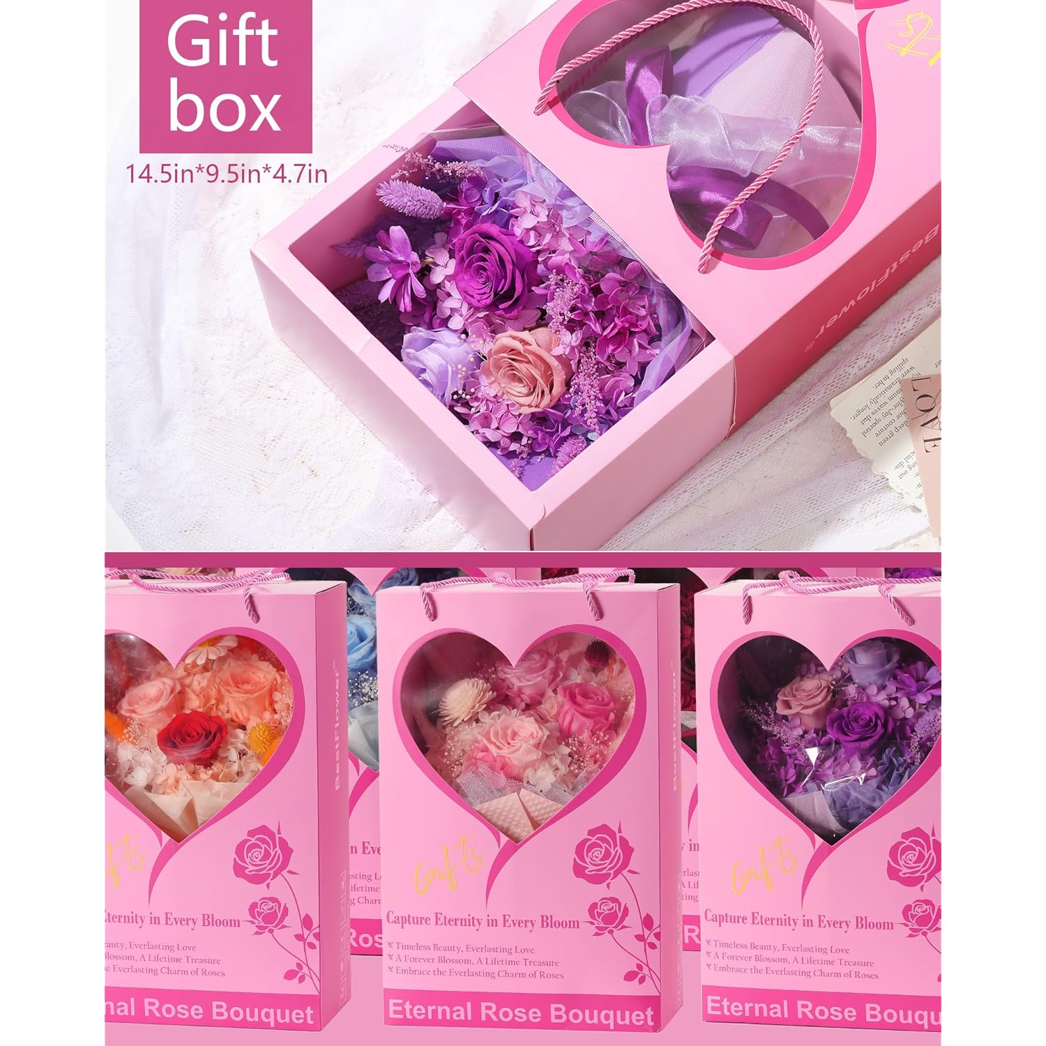 Valentines Day Flowers Gifts For Her Women,Flowers Roses Bouquet Gifts For Women Wife Girlfriend And Best Friend/Flower For Delivery Prime/Purple Rose