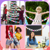 103 Pcs Giant Friendship Bracelet Garland Diy Birthday Halloween Christmas Jumbo Friendship Bracelet Banner Kit Famous Singer Customizable Party Wedding Decor(Macaron Color)