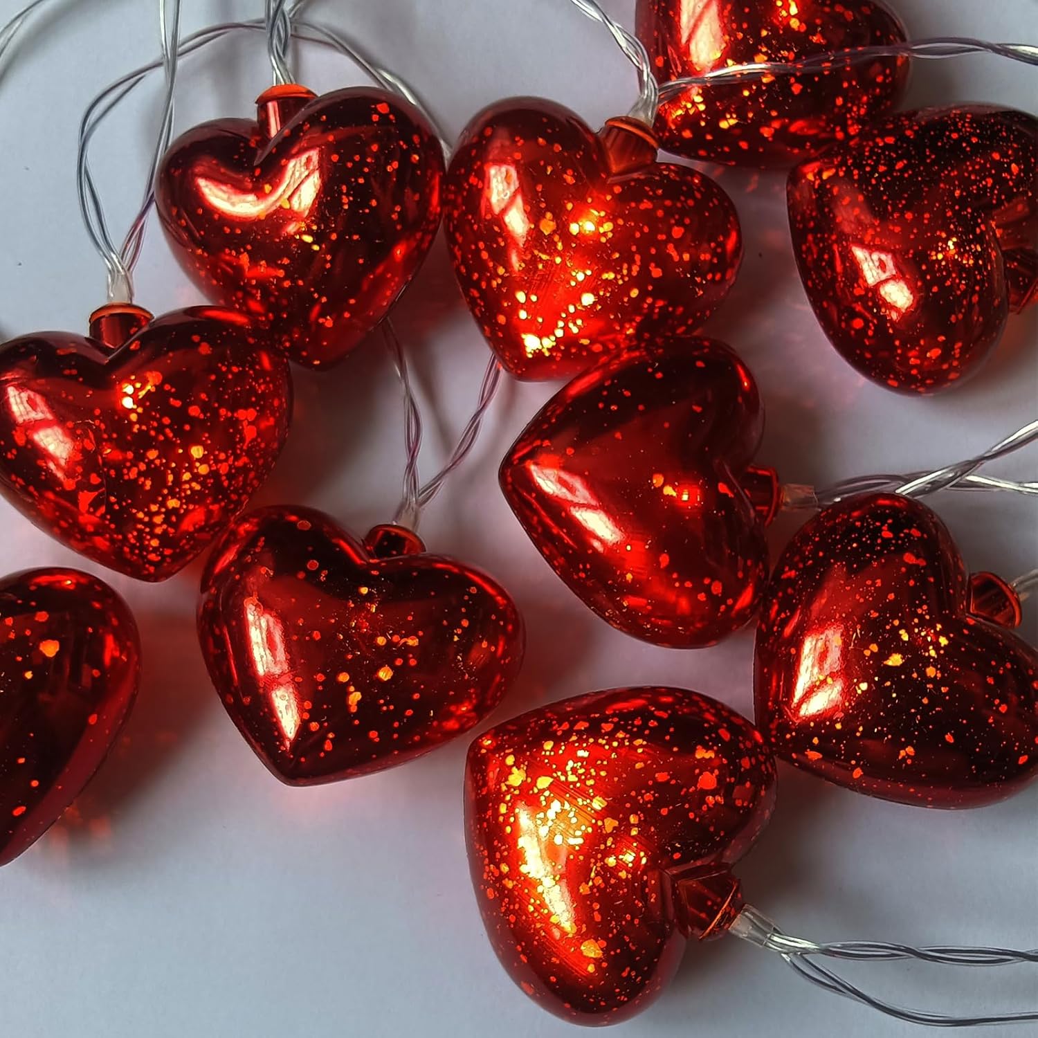 Valentine Heart Lights 6.8Ft 10 Led Valentines Decor Lights With Remote Timer, Battery Powered Heart String Lights Indoo