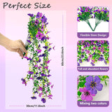 2 Pcs Uv Resistant Outdoor Artificial Flowers, Look Real Artificial Flowers For Outdoors Decor, Artificial Hanging Flowers For Outdoors (Darkpurple+Purple)