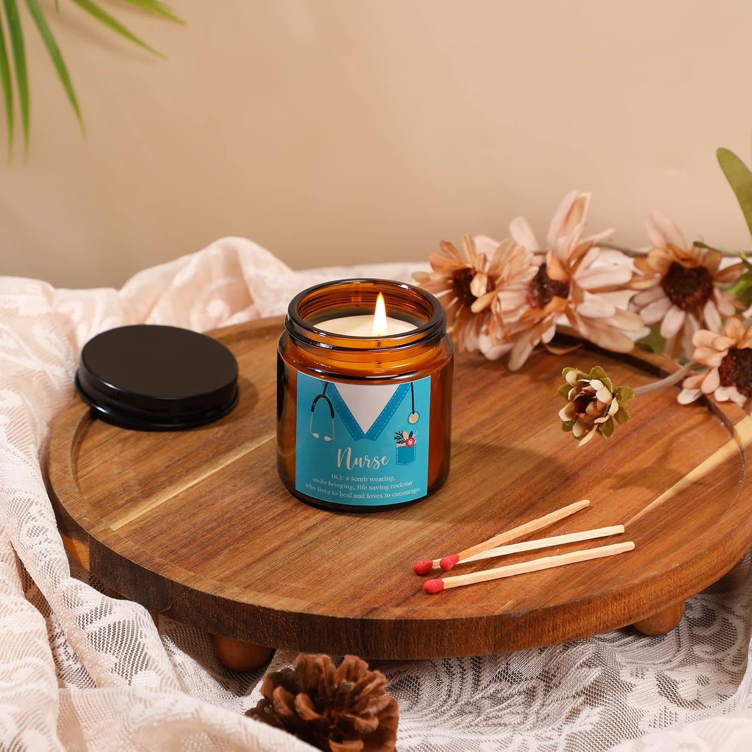 8 Pcs Nurse Appreciation Gifts For Nurses Week Gifts 3.5 Oz Candle Soy Wax Scented Candles For Nurse Women, 8 Scents(Amber)