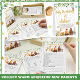 62 Pcs Baby Prediction Cards For Game Advice And Wishes Clothes Shaped Advice Cards Parents To Be Gender Neutral Baby Shower Games Fun Guessing Activities Box(Woodland)