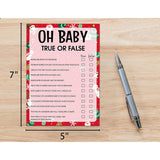 Baby Shower Game Cards, True Or False Game, Christmas Party Cards For Gender Neutral Boys Or Girls, Set Of 30 Cards(Chris003)