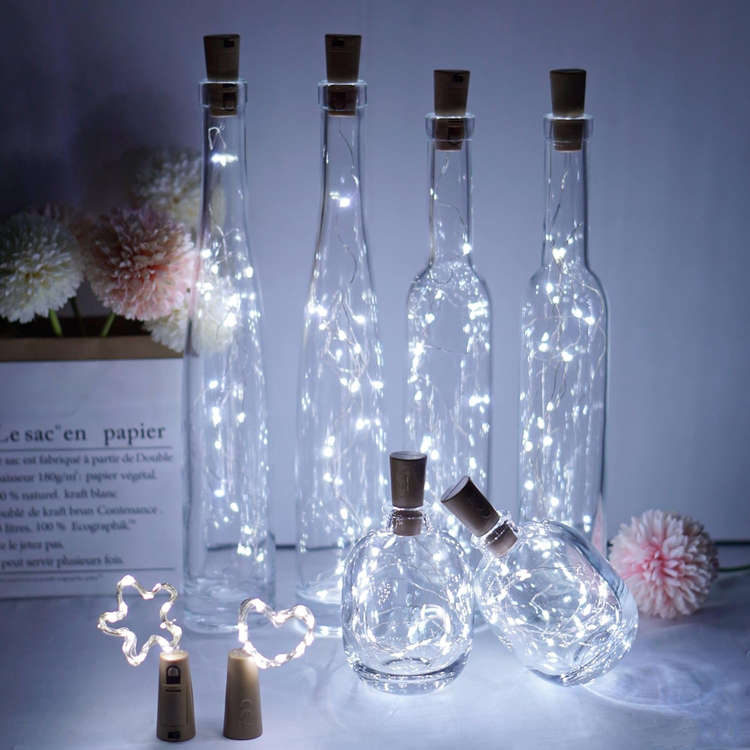 Wine Bottle Lights 20 Leds Cork Lights Waterproof Battery (Included) Operated Fairy Mini String Lights For Diy Jar Indoo