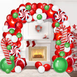 Christmas Balloon Garland Arch Kit With Xmas Green Red White Candy Balloons Gift Box Balloons Red Star Balloons For Christmas Party Decorations