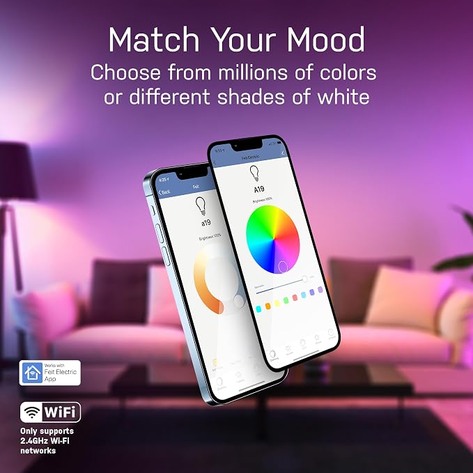 Smart A19 LED Light Bulbs 3 Pack RGBW Color Changing 60W Equivalent Smart Home Bulbs