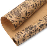 Wedding Kraft Wrapping Paper Floral Vintage Style Paper Perfect For Bridal Shower Women Girls Anniversary Birthday With Black Pattern- 17Inch X 394Inch(33Feet)