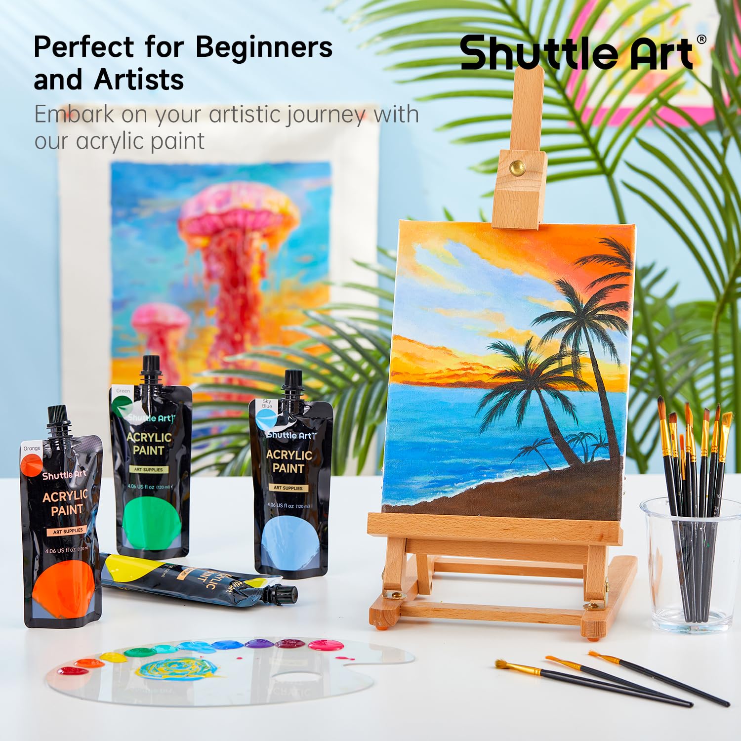 Acrylic Paint, 18 Colors Acrylic Paint Pouches (120Ml/4.06Oz), Artist Grade Paint Set, Rich Pigments, Non-Toxic For Artists, Beginners And Kids On Rocks Crafts Canvas Wood Ceramic