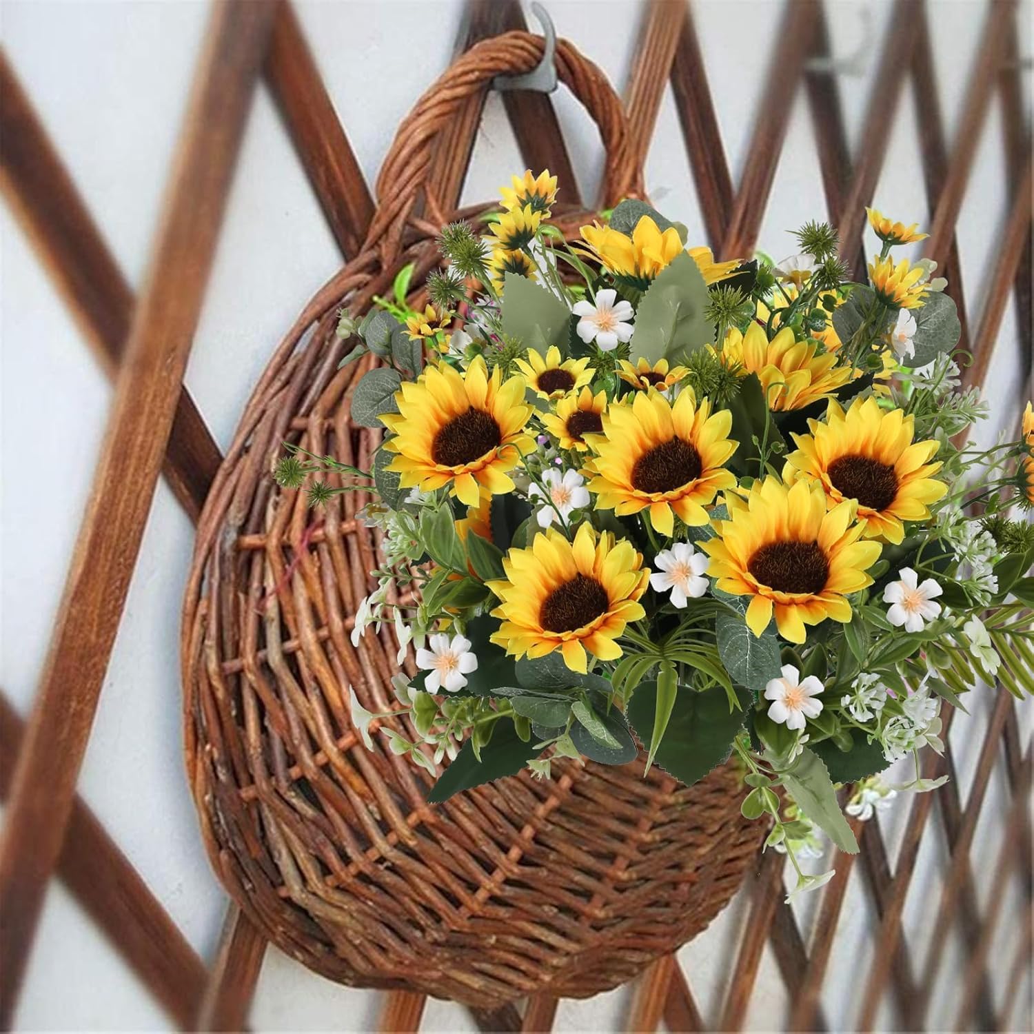 Sunflowers Artificial Flowers Fake Sunflower Bouquet 8 Bunches Spring Flowers Realistic Silk Flower Arrangements For Table Centerpieces Kitchen Wedding Home Decor