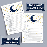 Twinkle Little Star Baby Shower Games For Boys - Word Scramble - Gender Neutral Activities For Guests - Celestial Theme In Blue And Gold - 25 Cards, 5X7