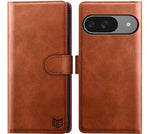 Pixel 9/9 Pro Wallet Case, RFID Blocking, Card Holder, PU Leather, Light Brown