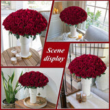 50 Pcs Burgundy Roses Artificial Flowers, Fake Roses With Stem Realistic Silk Roses For Diy Wedding Bouquets Table Centerpieces Arrangements Baby Shower Birthday Home Decor Valentines Day Gift For Her