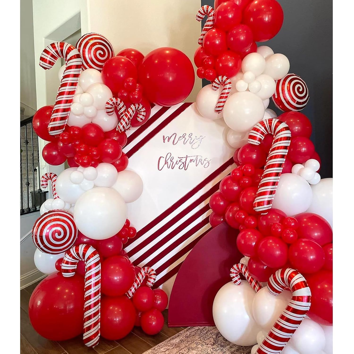 Red And White Balloons Garland Arch Kit With Stars 200Pcs - 5 10 12 18 22 Inch Balloon And Confetti Balloons For Valentine'S Day Christmas Engagement Birthday Anniversary Party Decorations