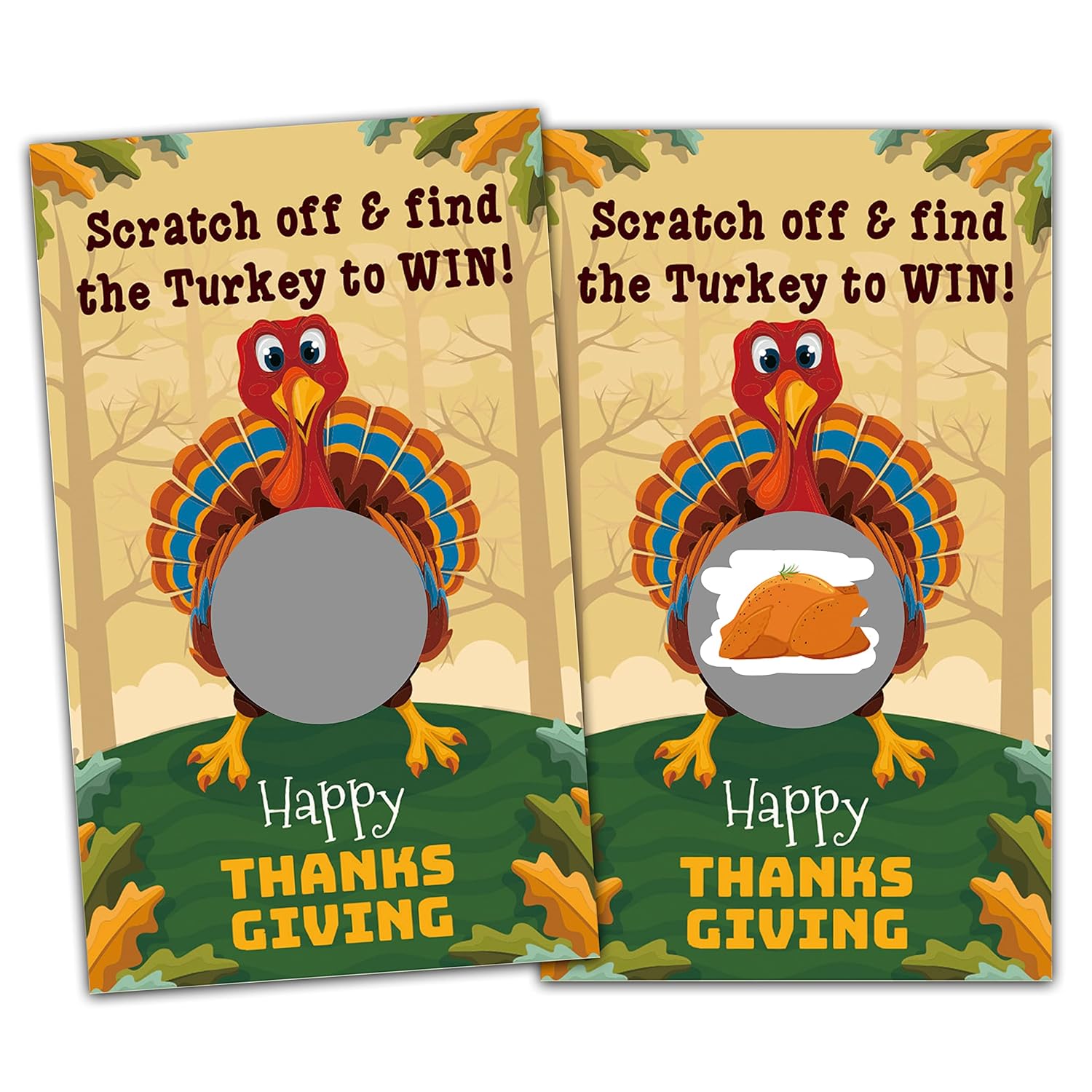 Turkey Scratch Off Games, Thanksgiving Scratch Off Game Cards For Bridal Shower, Fall Festival Raffle Lottery Tickets Cards, Set Of 50 (B03)