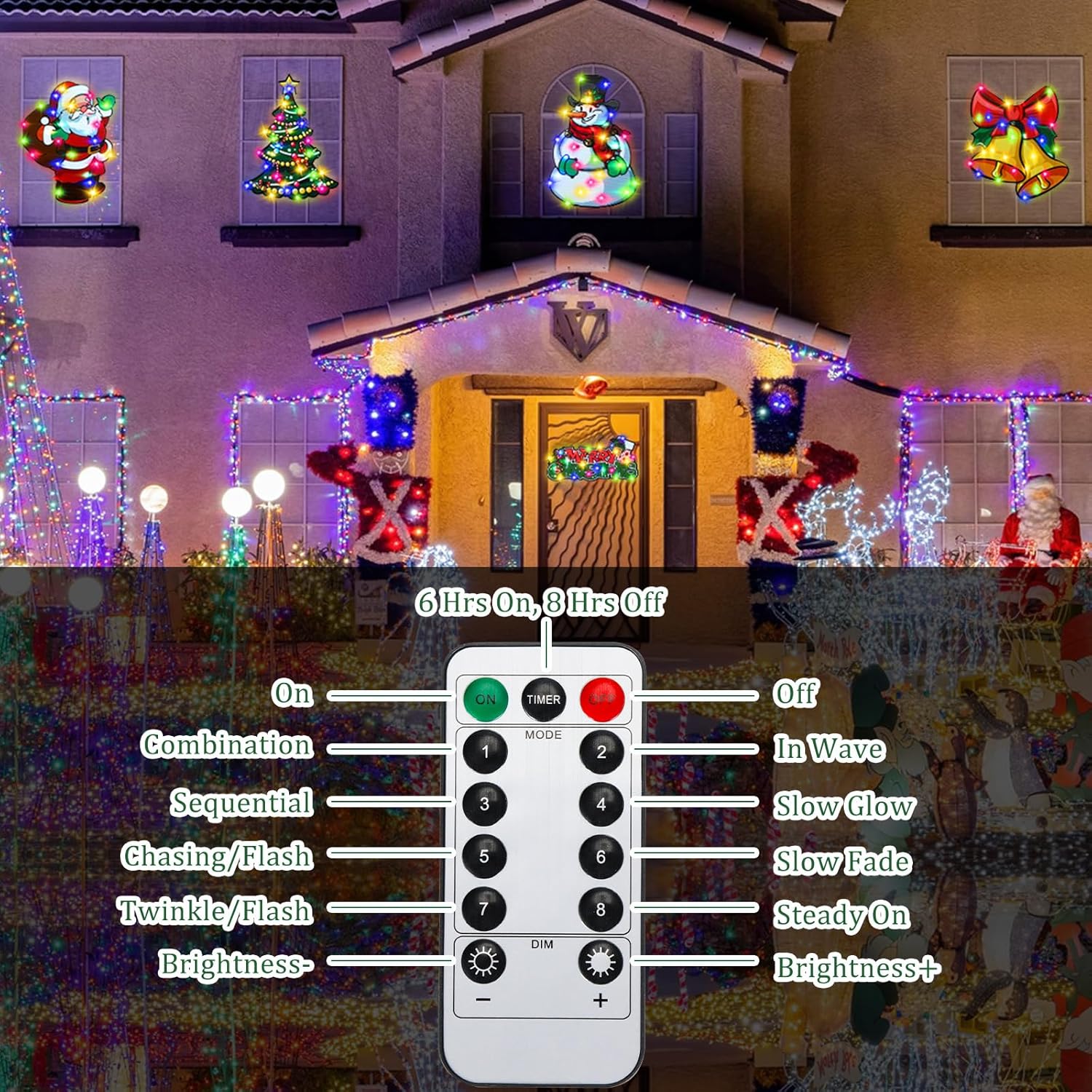 5 Pcs Christmas Window Lights Decorations Lighted Christmas Window Silhouette 8 Modes Usb Powered With Remote Timer Ligh