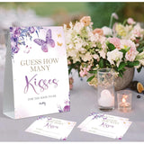 How Many Kisses Bridal Shower Game, Butterfly Bridal Shower Sign And 50 Cards, Bridal Games For Showers, Engagement Party Games, Wedding Shower Decor, Bridal Shower Gifts For Couples,1