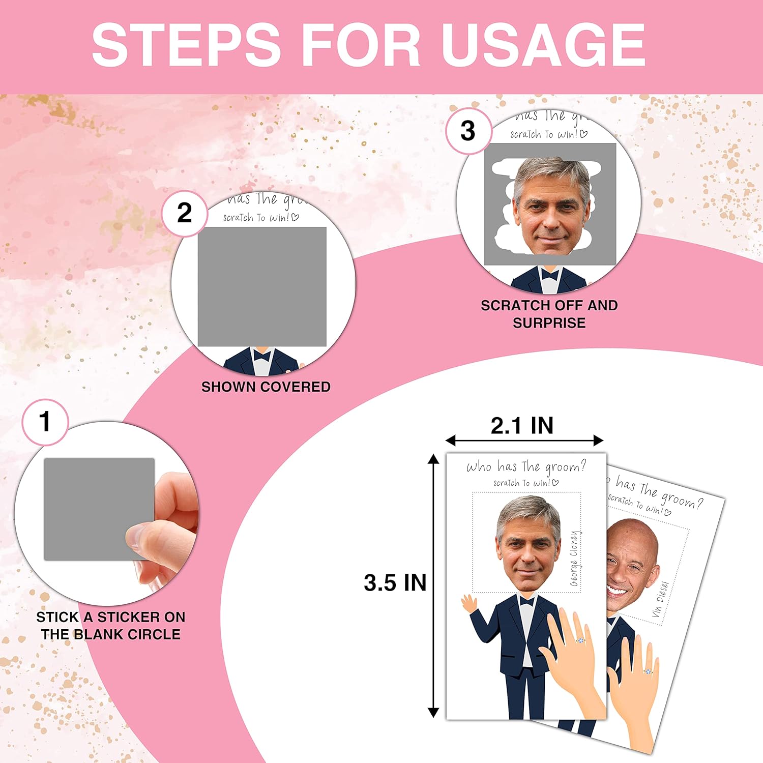 Bridal Shower Games - Who Has The Groom Scratch Off Celebrity Cards - Bachelorette Party Game Favor Decor- Wedding Party/Engagement Party Idea Activity - 36 Mini Size Cards(02)