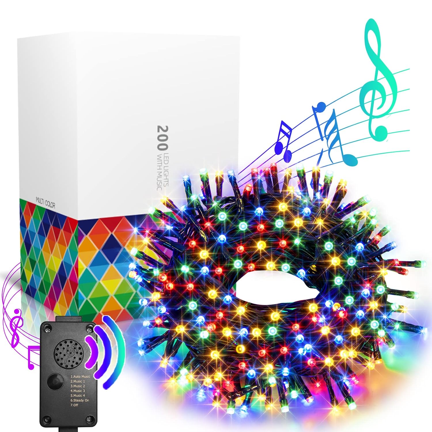 Christmas Lights Outdoor 82Ft 200Lt Christmas Lights With Cheerful Music Infrared Motion Sensor Controller For Indoor Ou