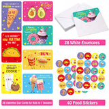 Valentine Day Cards Kids Food Theme Exchange Cards For Classroom Prizes Valentines Party Favor Supplies 28Pcs