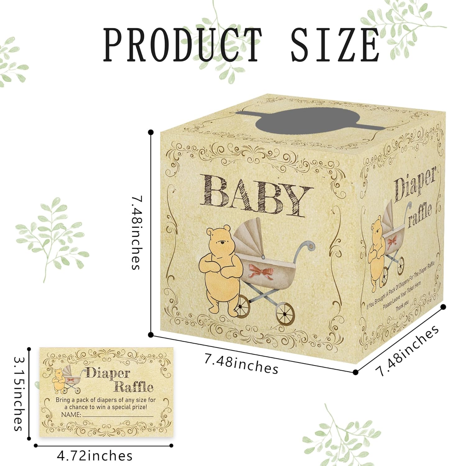 Winnie Baby Shower Games, Diaper Raffle Cards, Baby Shower Game With Box And 50 Guessing Cards, Newborn Birthday Party Retro Decorations Supplies